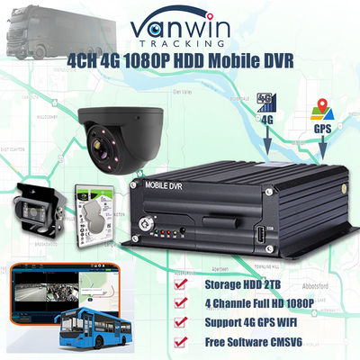 H.265 4CH 1080P HDD মোবাইল DVR যানবাহন সিসিটিভি ভিডিও রেকর্ডার কিট ক্যামেরা সিস্টেম MDVR