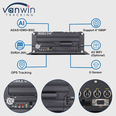 H.265 4CH 1080P HDD মোবাইল DVR যানবাহন সিসিটিভি ভিডিও রেকর্ডার কিট ক্যামেরা সিস্টেম MDVR