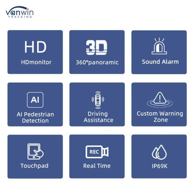 3D HD 1080P 360 গাড়ি পার্কিং ক্যামেরা ট্রাক বিপরীত সতর্কতা ক্যামেরা গাড়ি 360 ডিগ্রী ক্যামেরা পাখির চোখের নিরাপত্তা সিস্টেম