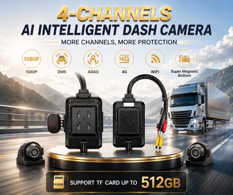 ট্রাক/বাসের জন্য DMS ADAS BSD সাইড ক্যামেরা সহ 24V 4CH AI ড্যাশ ক্যাম কিট গাড়ির নিরাপত্তা ক্যামেরা DVR
