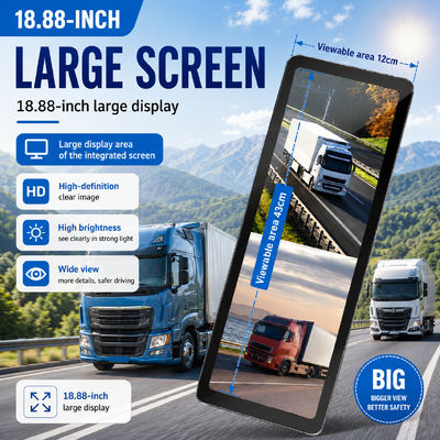 18.88 Inch Truck Digital Side Mirror Monitor System 1080P Dual Lens Camera Electronic Rear View Mirror for Heavy Duty Truck