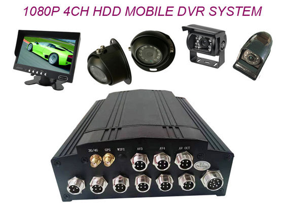 ট্রাক/ট্যাক্সি/বাসের জন্য 4 চ্যানেল 1080P HD মোবাইল DVR CCTV MDVR 2TB HDD রেকর্ডিং GPS 4G