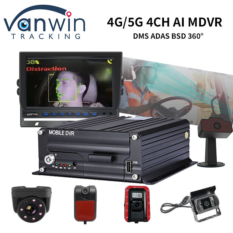 4 Ch AI ট্রাক বাস মোবাইল DVR সহ AI DSM ADAS BSD সাপোর্ট 4G 5G WIFI GPS