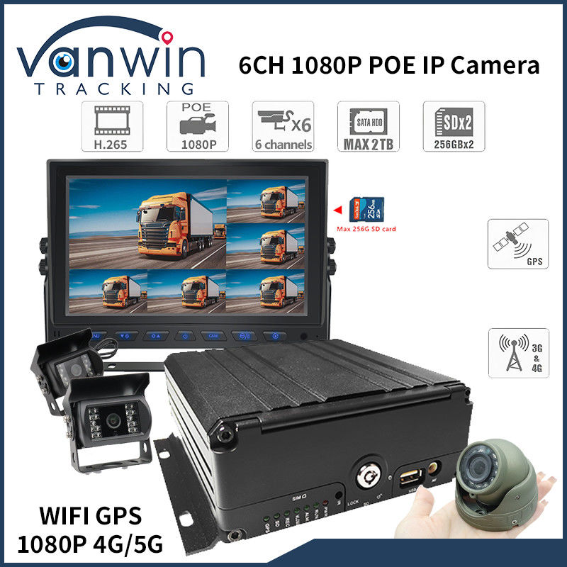 4G 6 চ্যানেল H. 265 HDD গাড়ি মোবাইল DVR জন্য নিরাপত্তা ক্যামেরা যানবাহন