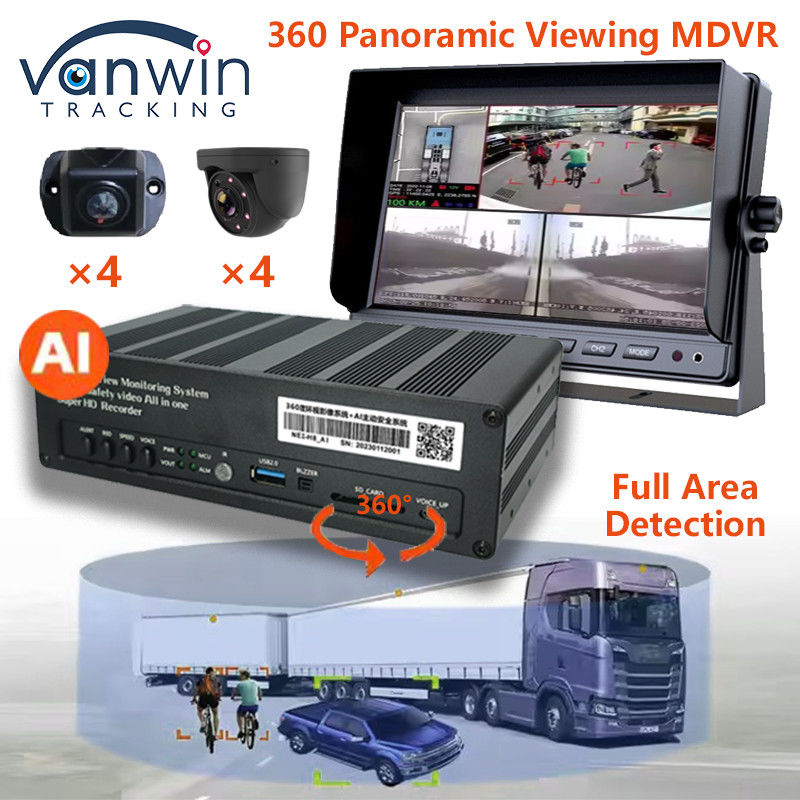 8 CH 4G 360 প্যানোরামিক ভিউ MDVR With AI ADAS DSM BSD প্যানোরামিক ভিউ গাড়ি যানবাহন DVR ক্যামেরা সিস্টেম