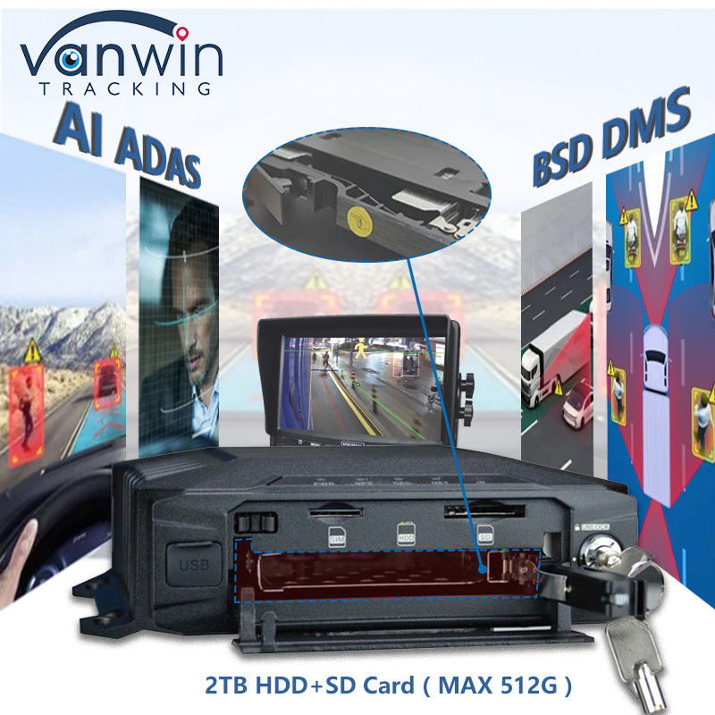 AHD 1080P 8CH 4G GPS মোবাইল DVR অন্তর্নির্মিত ADAS DSM BSD অ্যালগরিদম এআই চালিত