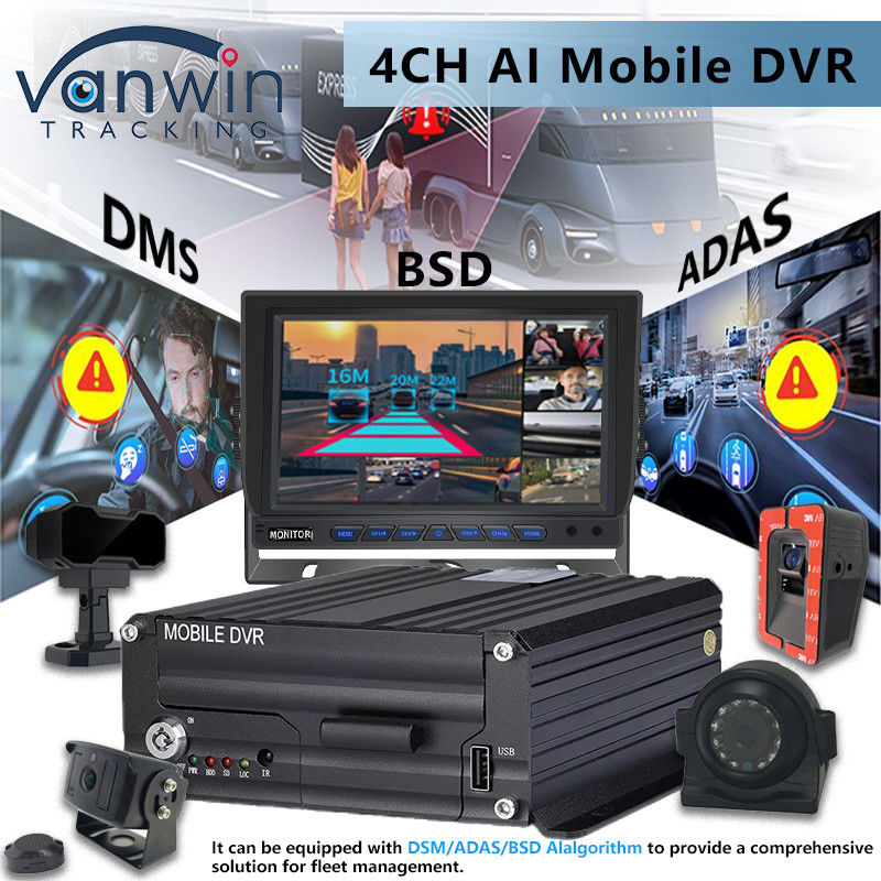 4CH 5G CMSV6 সিস্টেম এআই মোবাইল ডিভিআর জিপিএস সহ ADAS বিএসডি ডিএমএস এইচ.২৬৫ এমডিভিআর গাড়ি সিসিটিভি মনিটরের জন্য