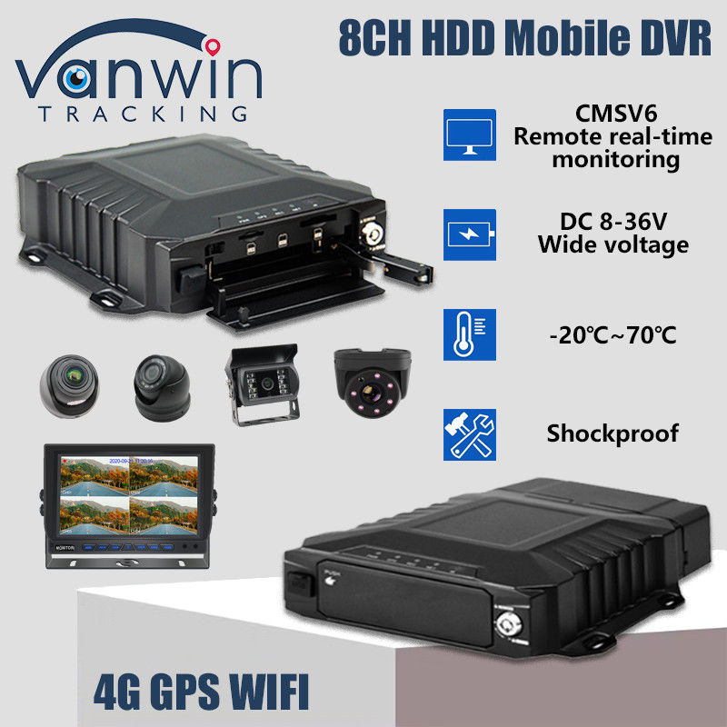 8 চ্যানেল 4G ওয়াইফাই 1080P HDD মোবাইল DVR যানবাহন নজরদারি AHD রিয়েল টাইম ভিউ Mdvr