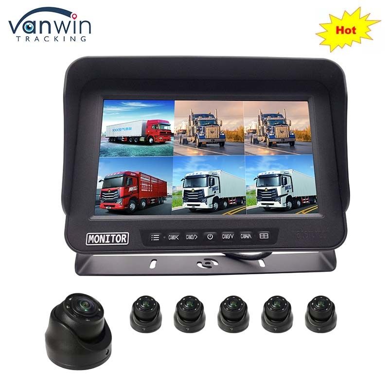 AHD 1080P MDVR মনিটর 10.1 ইঞ্চি 6 চ্যানেল ওয়াটারপ্রুফ স্প্লিট ডিসপ্লে মনিটর যানবাহনের জন্য এসডি কার্ড